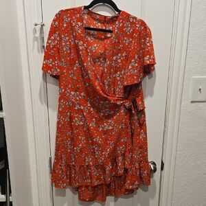 Floral Wrap Dress in Red and White